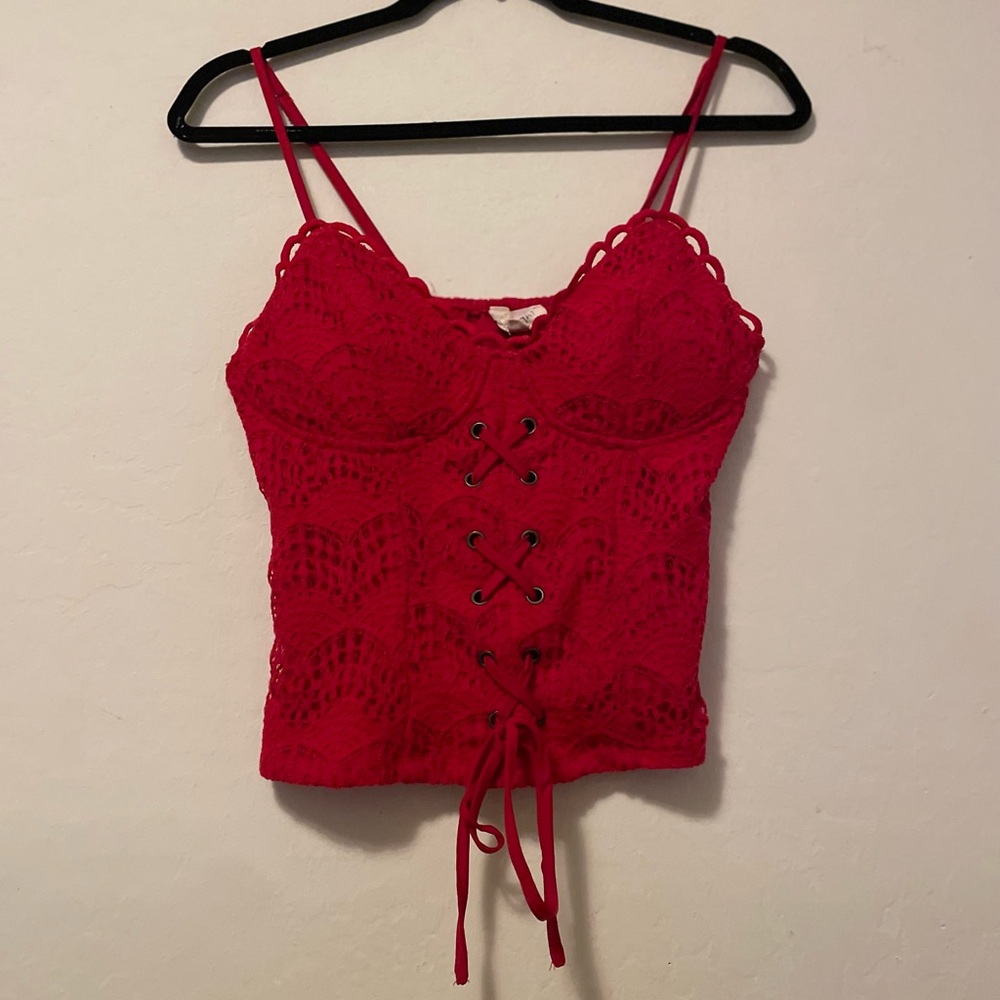 Meraki Red Lace Top